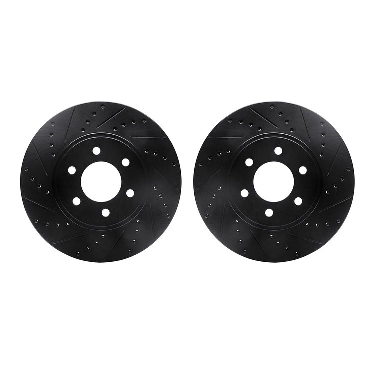 8002-40048 Drilled/Slotted Brake Rotors [Black], 2003-2003 Mopar, Position: Front