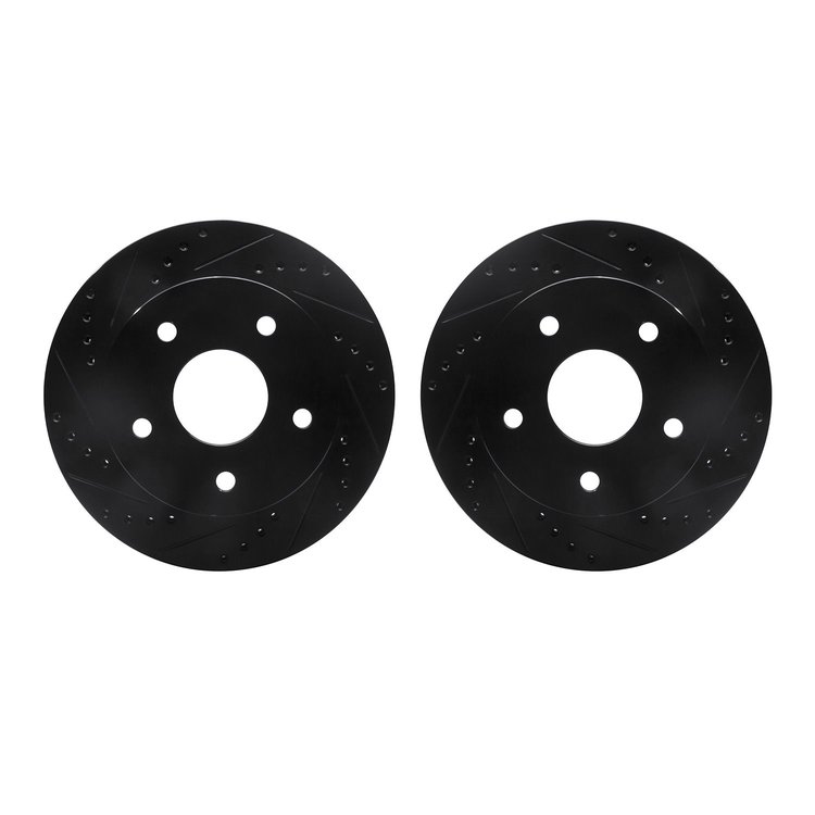 8002-40059 Drilled/Slotted Brake Rotors [Black], 2000-2001 Mopar, Position: Front