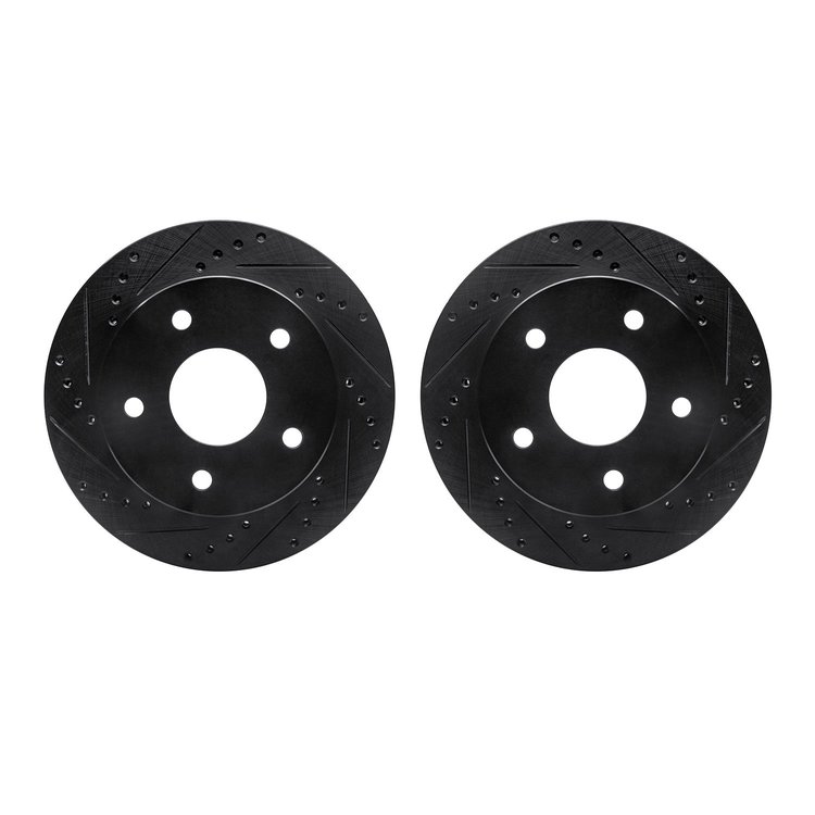 8002-40060 Drilled/Slotted Brake Rotors [Black], 2000-2001 Mopar, Position: Front