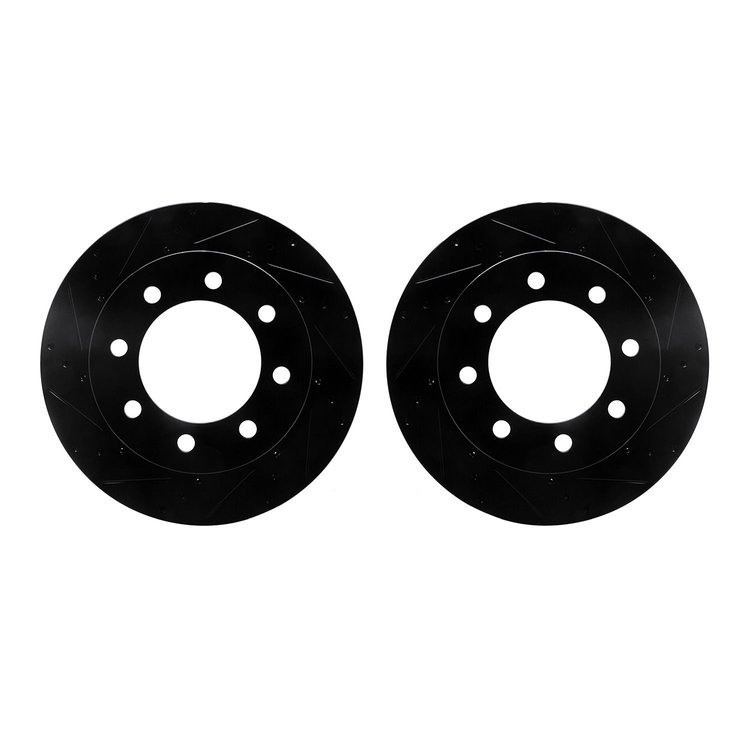 8002-40061 Drilled/Slotted Brake Rotors [Black], 2003-2008 Mopar, Position: Front