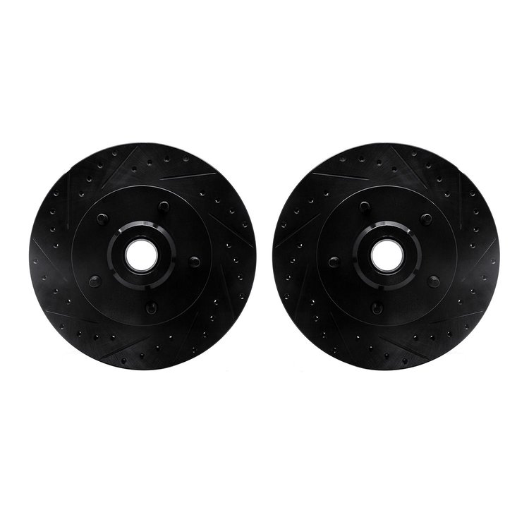 8002-40063 Drilled/Slotted Brake Rotors [Black], 2003-2003 Mopar, Position: Front