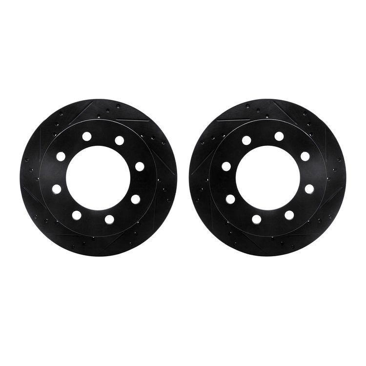 8002-40065 Drilled/Slotted Brake Rotors [Black], 2000-2002 Mopar, Position: Front