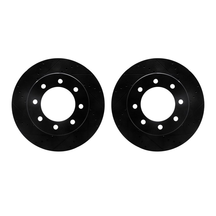 8002-40066 Drilled/Slotted Brake Rotors [Black], Fits Select Mopar, Position: Front