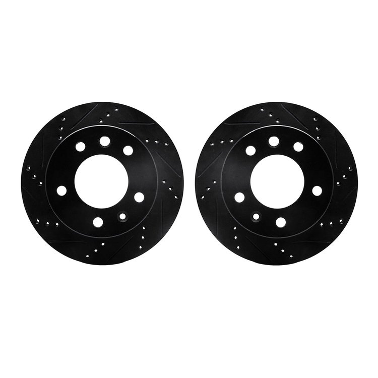 8002-40072 Drilled/Slotted Brake Rotors [Black], 2002-2006 Multiple Makes/Models, Position: Front