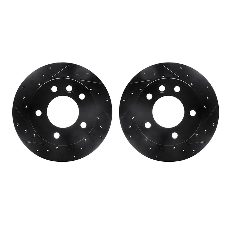 8002-40073 Drilled/Slotted Brake Rotors [Black], 2002-2006 Multiple Makes/Models, Position: Front