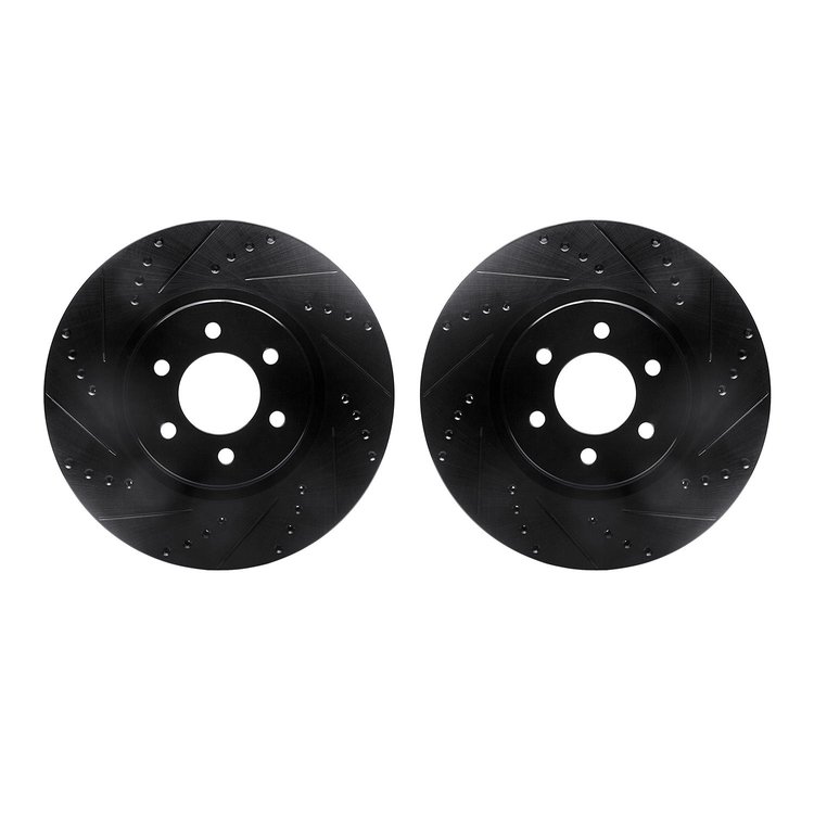 8002-40075 Drilled/Slotted Brake Rotors [Black], 1992-2002 Mopar, Position: Front