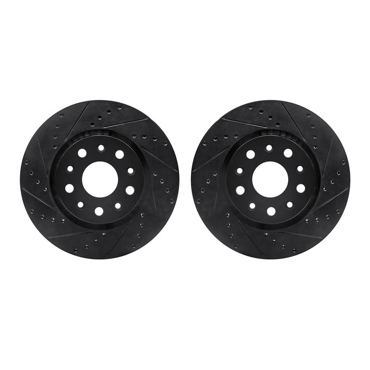 8002-40102 Drilled/Slotted Brake Rotors [Black], 2002-2018 Multiple Makes/Models, Position: Rear