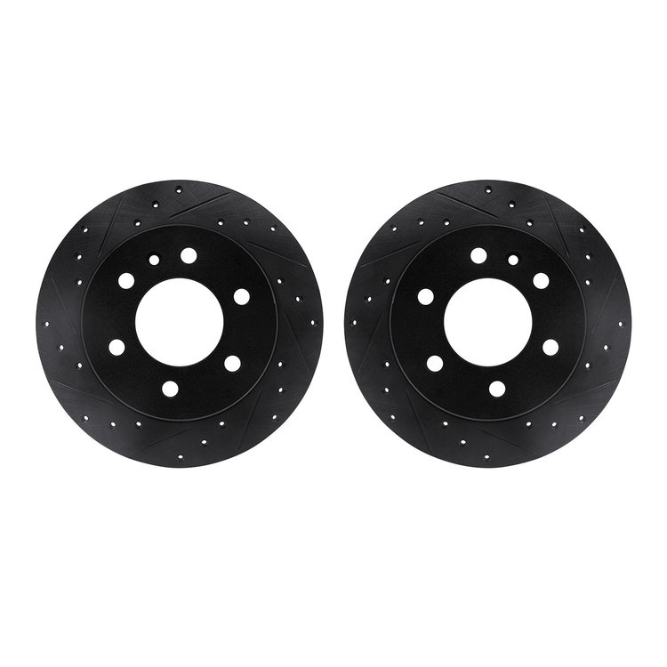 8002-40103 Drilled/Slotted Brake Rotors [Black], 2007-2018 Multiple Makes/Models, Position: Rear