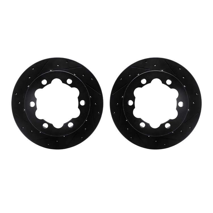 8002-40104 Drilled/Slotted Brake Rotors [Black], 2002-2006 Multiple Makes/Models, Position: Rear