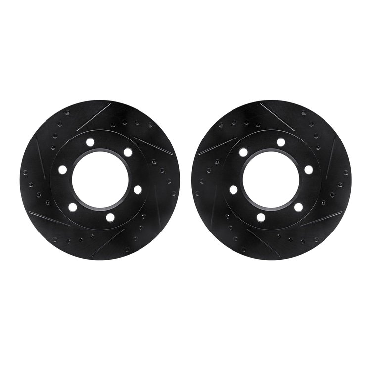 8002-42002 Drilled/Slotted Brake Rotors [Black], 1971-1991 Multiple Makes/Models, Position: Front