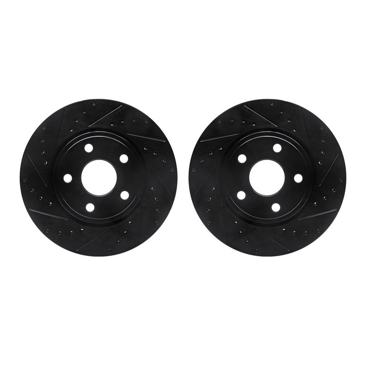 8002-42005 Drilled/Slotted Brake Rotors [Black], Fits Select Mopar, Position: Front