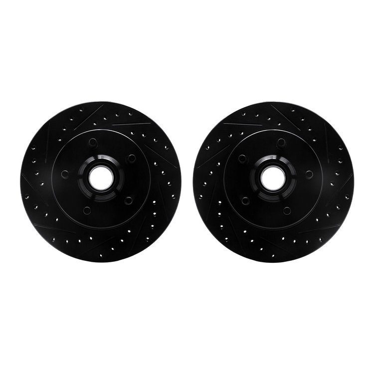 8002-42010 Drilled/Slotted Brake Rotors [Black], 1986-1992 Mopar, Position: Front