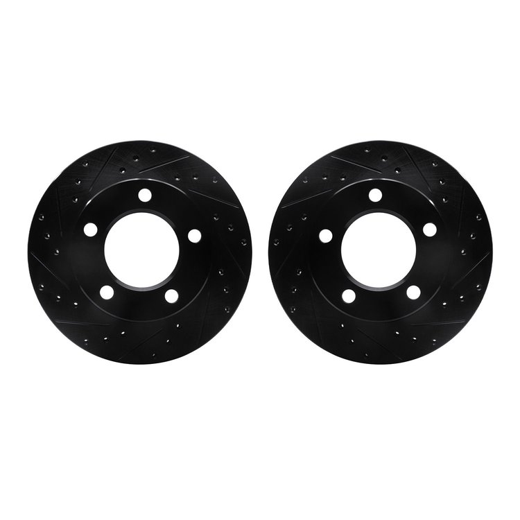 8002-42013 Drilled/Slotted Brake Rotors [Black], 1976-1986 Mopar, Position: Front
