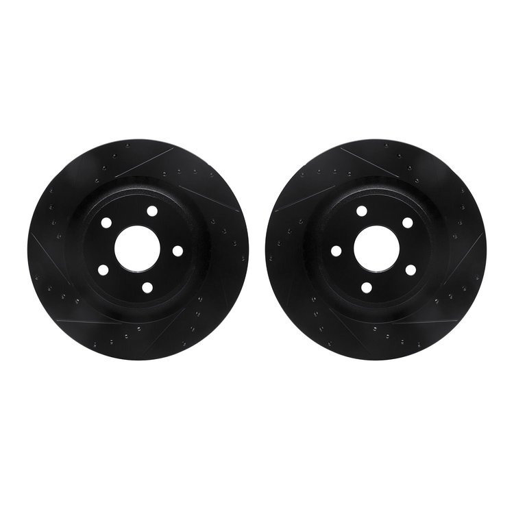 8002-42017 Drilled/Slotted Brake Rotors [Black], 2006-2010 Mopar, Position: Front