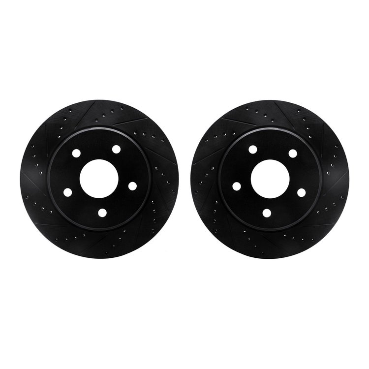 8002-42018 Drilled/Slotted Brake Rotors [Black], 2008-2012 Mopar, Position: Front