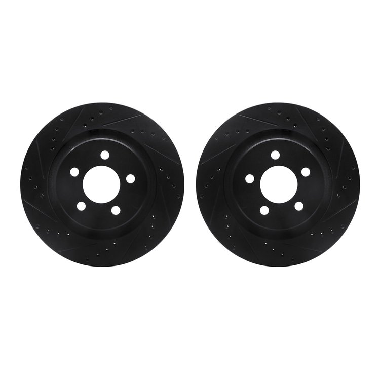 8002-42020 Drilled/Slotted Brake Rotors [Black], 2011-2012 Mopar, Position: Front