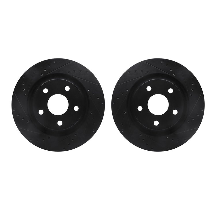 8002-42022 Drilled/Slotted Brake Rotors [Black], 2012-2018 Mopar, Position: Front