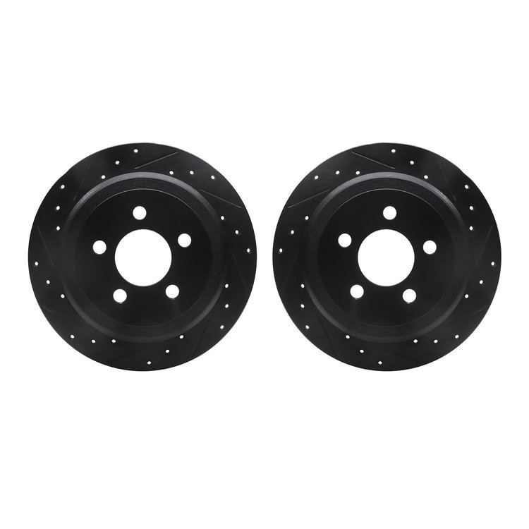 8002-42028 Drilled/Slotted Brake Rotors [Black], 2007-2012 Mopar, Position: Rear