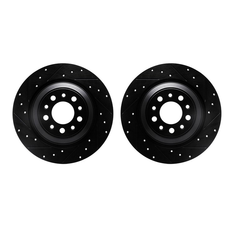 8002-42030 Drilled/Slotted Brake Rotors [Black], Fits Select Mopar, Position: Rear