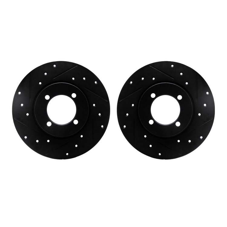 8002-43000 Drilled/Slotted Brake Rotors [Black], 1974-1987 Multiple Makes/Models, Position: Front