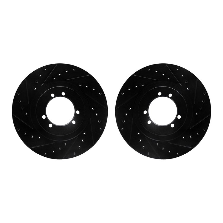 8002-44001 Drilled/Slotted Brake Rotors [Black], 1996-2006 Mopar, Position: Front, Rear