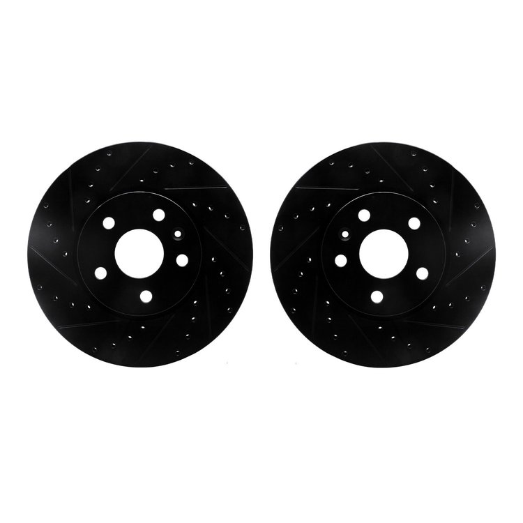 8002-45000 Drilled/Slotted Brake Rotors [Black], Fits Select GM, Position: Front