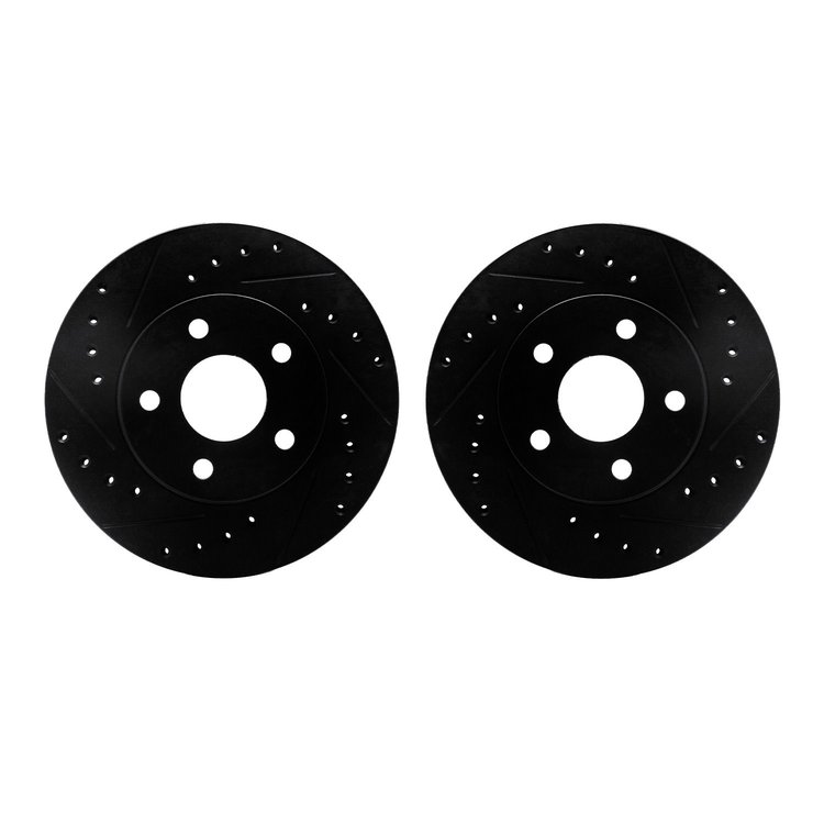8002-45002 Drilled/Slotted Brake Rotors [Black], 1980-1989 GM, Position: Front