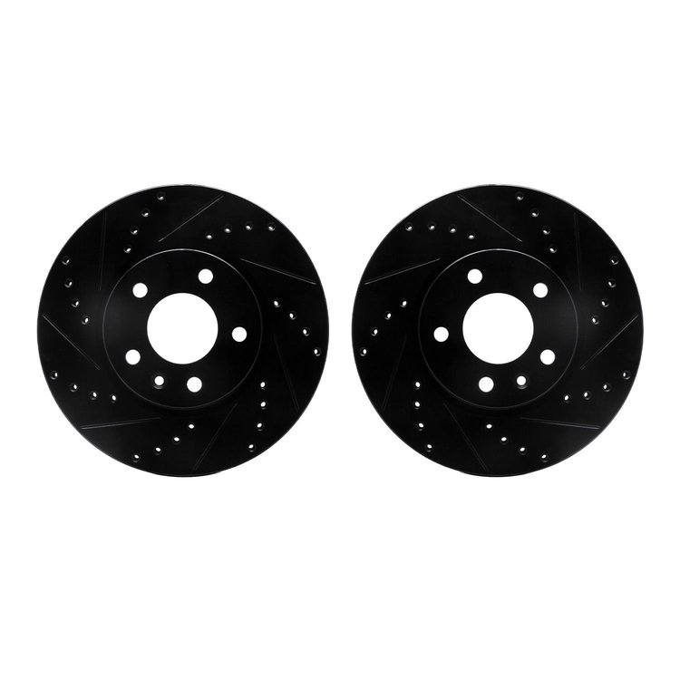 8002-45005 Drilled/Slotted Brake Rotors [Black], Fits Select GM, Position: Front