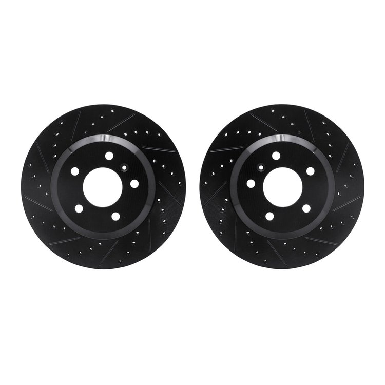 8002-45009 Drilled/Slotted Brake Rotors [Black], 2006-2016 GM, Position: Front