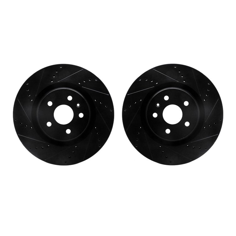 8002-45011 Drilled/Slotted Brake Rotors [Black], 2009-2017 GM, Position: Front