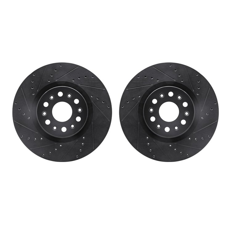 8002-46002 Drilled/Slotted Brake Rotors [Black], Fits Select GM, Position: Front