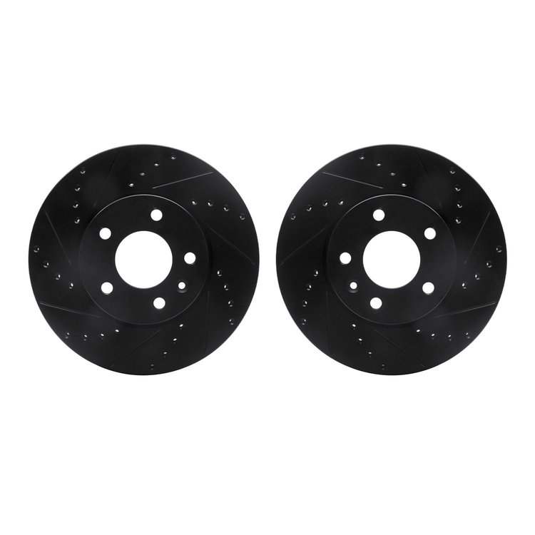 8002-46006 Drilled/Slotted Brake Rotors [Black], Fits Select GM, Position: Front