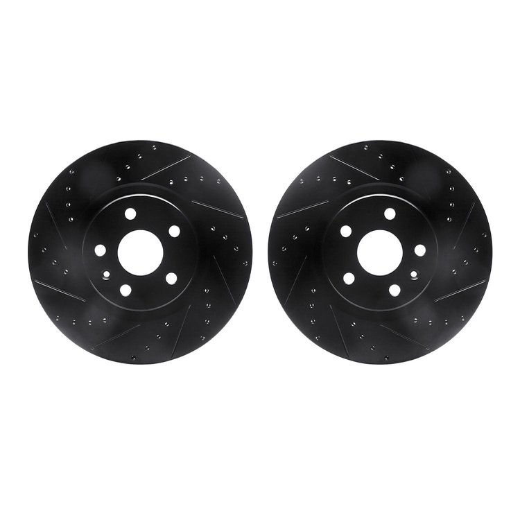 8002-46017 Drilled/Slotted Brake Rotors [Black], 2008-2017 GM, Position: Front