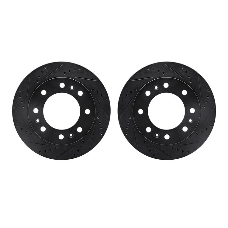 8002-46021 Drilled/Slotted Brake Rotors [Black], 2006-2011 GM, Position: Front