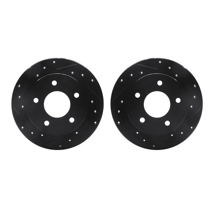 8002-46030 Drilled/Slotted Brake Rotors [Black], 1986-1992 GM, Position: Rear