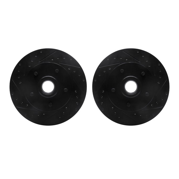 8002-47002 Drilled/Slotted Brake Rotors [Black], 1969-1996 GM, Position: Front