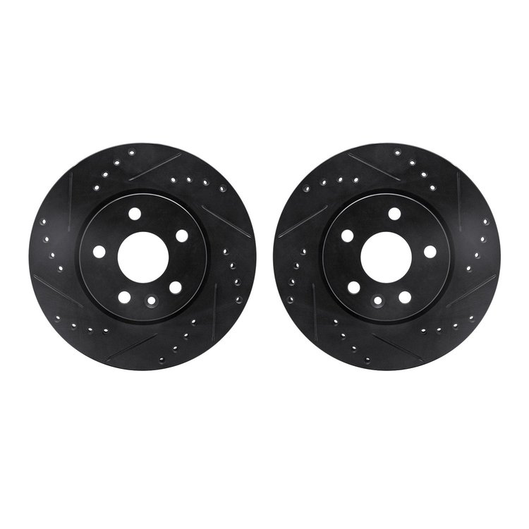 8002-47020 Drilled/Slotted Brake Rotors [Black], Fits Select GM, Position: Front