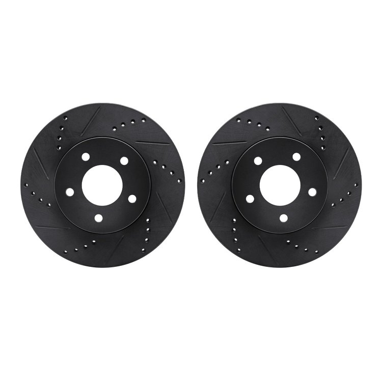 8002-47036 Drilled/Slotted Brake Rotors [Black], 2002-2007 GM, Position: Front