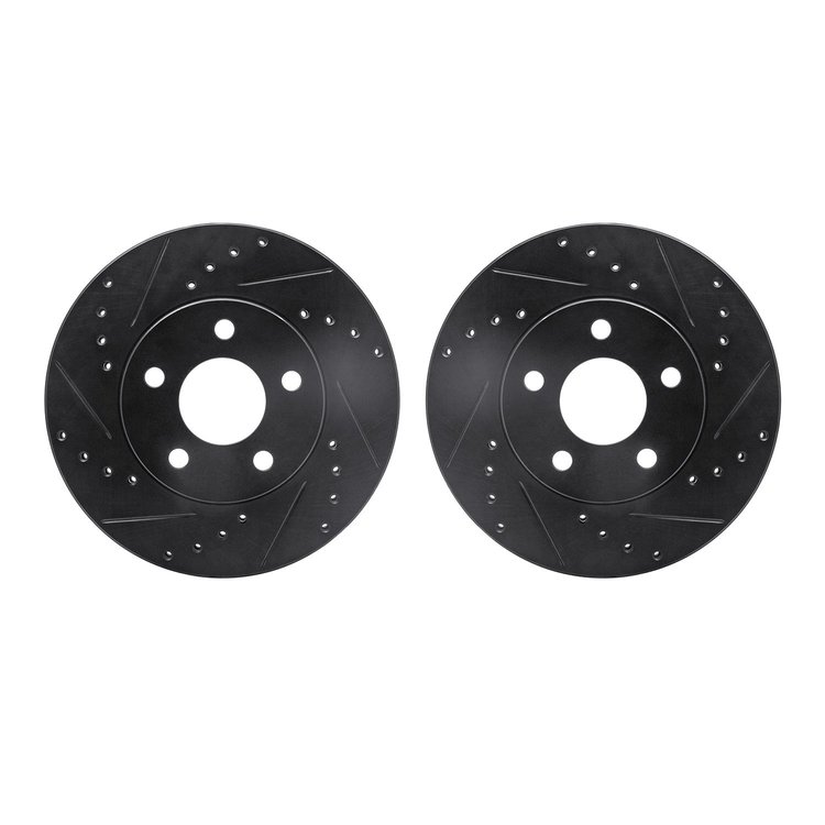 8002-47039 Drilled/Slotted Brake Rotors [Black], 2004-2008 GM, Position: Front