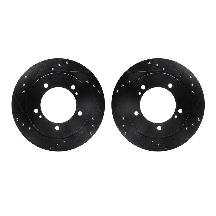 8002-47046 Drilled/Slotted Brake Rotors [Black], 1999-2004 Multiple Makes/Models, Position: Front