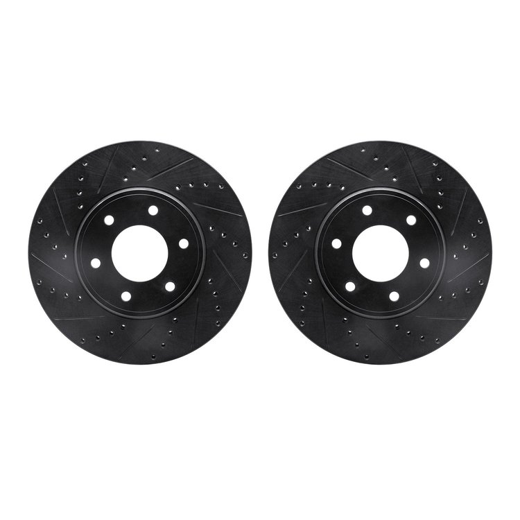8002-47047 Drilled/Slotted Brake Rotors [Black], 2006-2009 GM, Position: Front