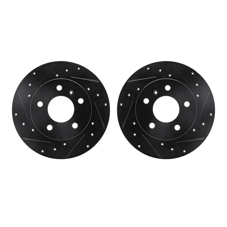 8002-47048 Drilled/Slotted Brake Rotors [Black], 2004-2016 GM, Position: Rear