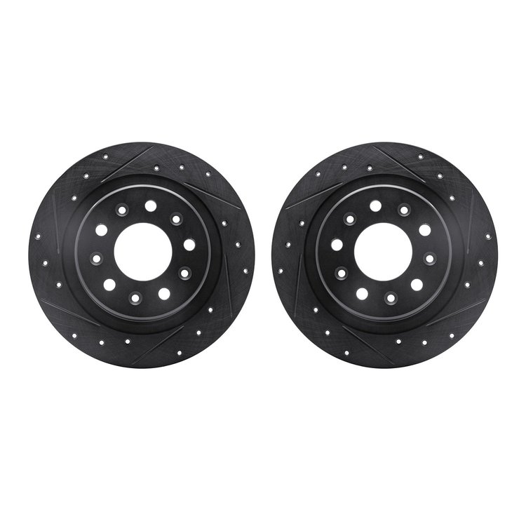 8002-47050 Drilled/Slotted Brake Rotors [Black], Fits Select GM, Position: Rear