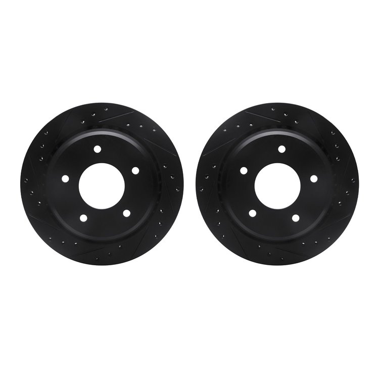 8002-47057 Drilled/Slotted Brake Rotors [Black], 1994-1996 GM, Position: Rear