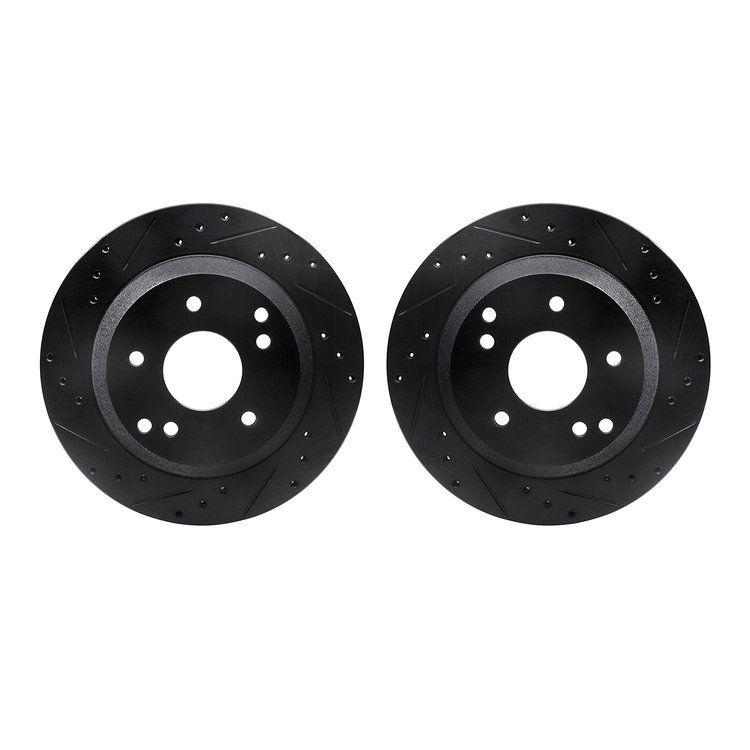 8002-47061 Drilled/Slotted Brake Rotors [Black], 1988-1996 GM, Position: Rear