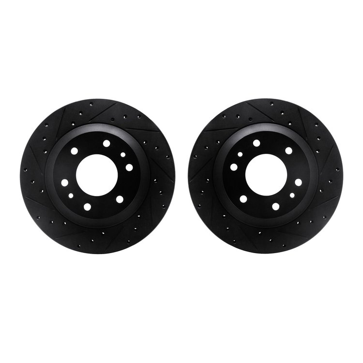 8002-48002 Drilled/Slotted Brake Rotors [Black], 2002-2005 GM, Position: Front