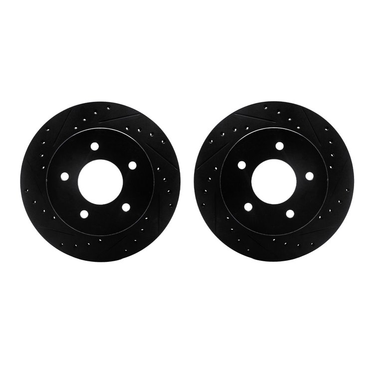 8002-48010 Drilled/Slotted Brake Rotors [Black], 1990-2002 GM, Position: Front
