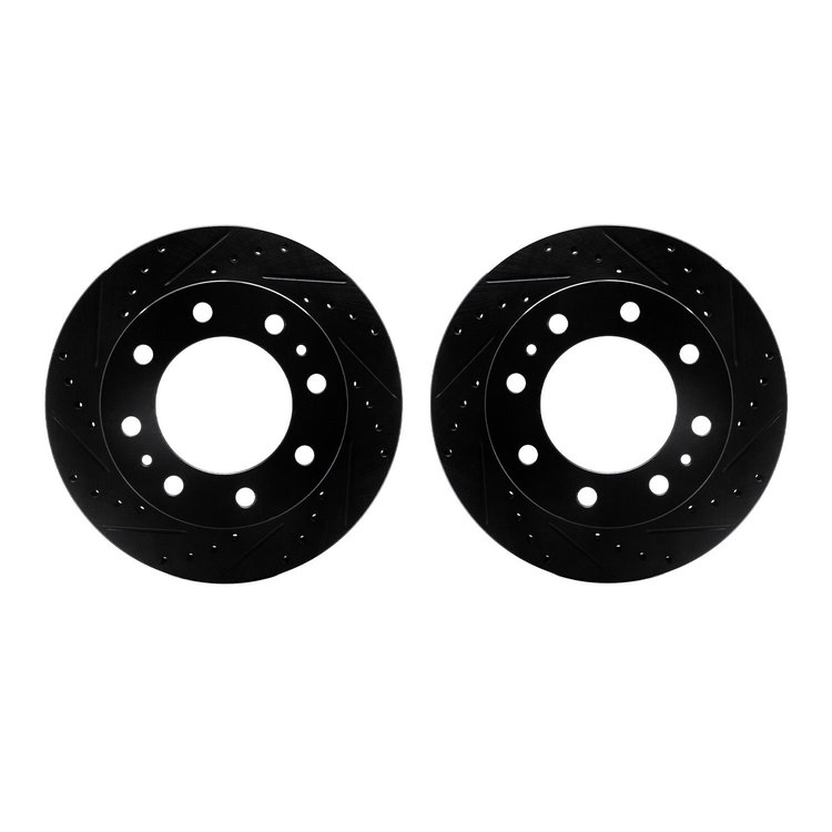 8002-48012 Drilled/Slotted Brake Rotors [Black], Fits Select GM, Position: Front