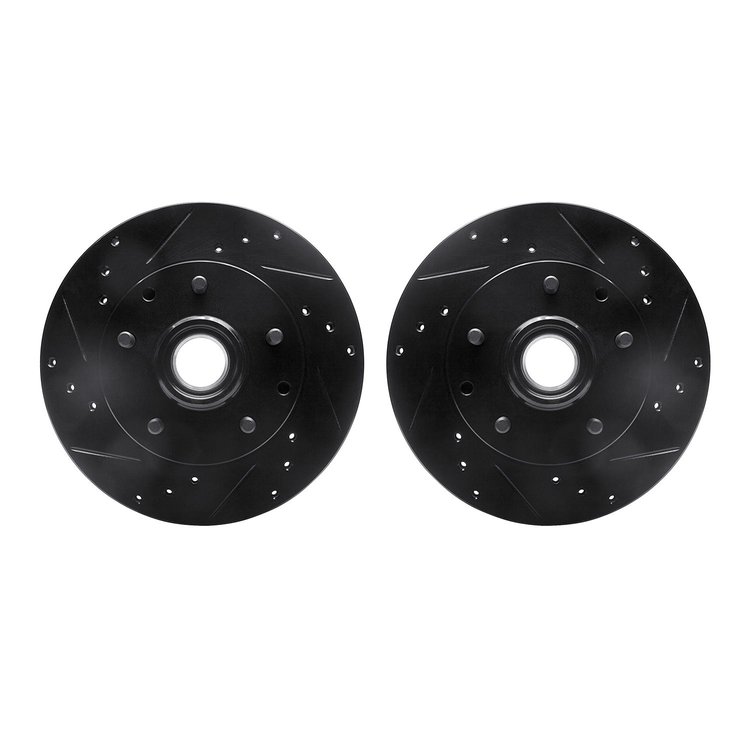 8002-48013 Drilled/Slotted Brake Rotors [Black], 1991-2003 GM, Position: Front