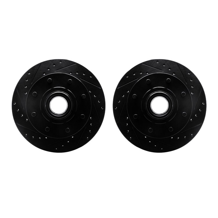 8002-48018 Drilled/Slotted Brake Rotors [Black], 1992-2002 GM, Position: Front